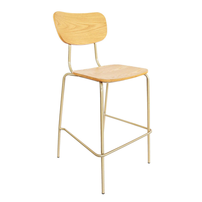 Durafurn Tiramisu Barstool - Brass Frame  / Oak Ply
