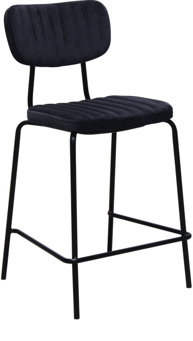 Tiramisu 650mm Barstool - Black Frame with Black Velvet Seat & Back Rest