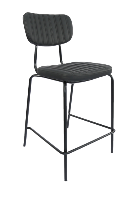Tiramisu 650mm Barstool - Black Frame with Black Vinyl Seat & Back Rest