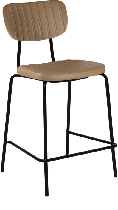 Tiramisu 650mm Barstool - Black Frame with Taupe Vinyl Seat & Back Rest