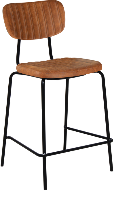Tiramisu 650mm Barstool - Black Frame with Tan Fabric Seat & Back Rest