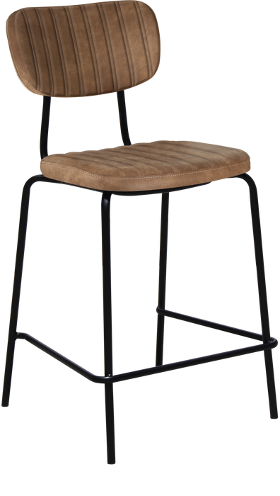 Tiramisu 650mm Barstool - Black Frame with Mocha Fabric Seat & Back Rest