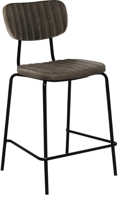 Tiramisu 650mm Barstool - Black Frame with Charcoal Fabric Seat & Back Rest