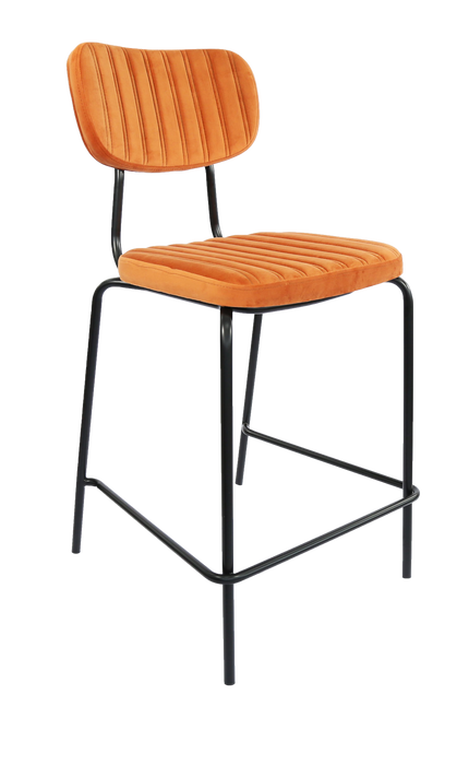 Tiramisu 650mm Barstool - Black Frame with Burnt Orange Velvet Seat & Back Rest