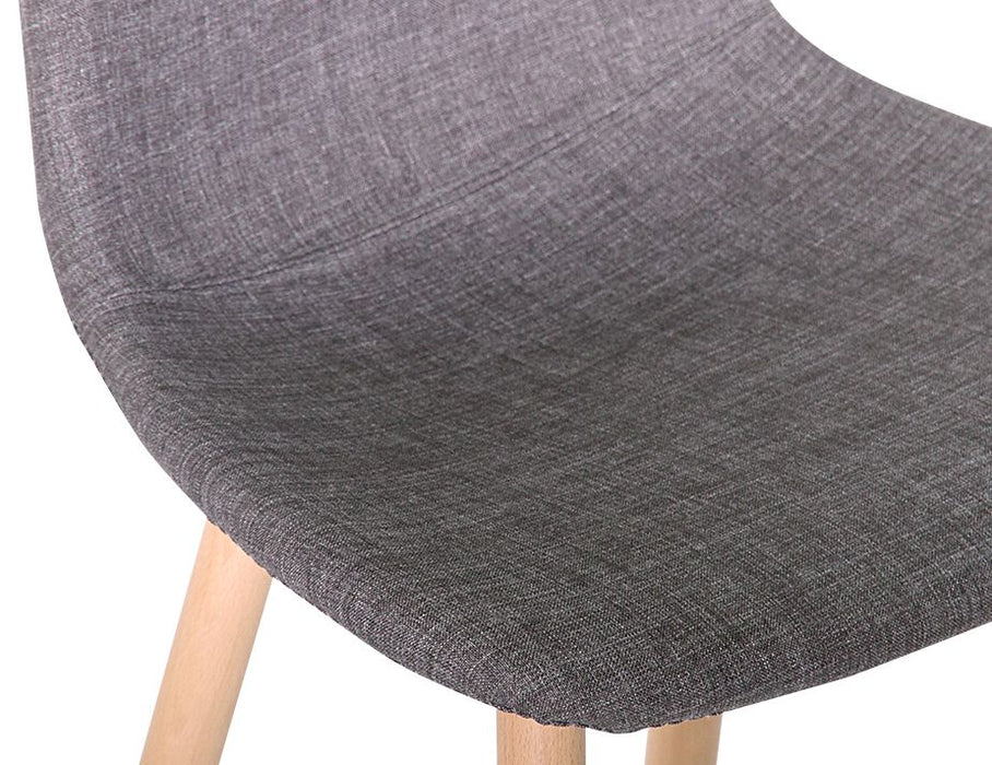 Ara Bar Stool Natural Frame Grey Upholstered Seat - 66cm Kitchen Seat height