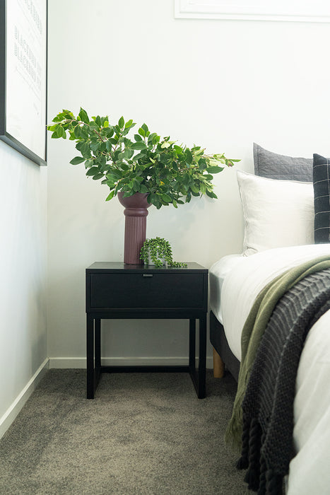 Flynn Bedside Table - Black - Black 50cm