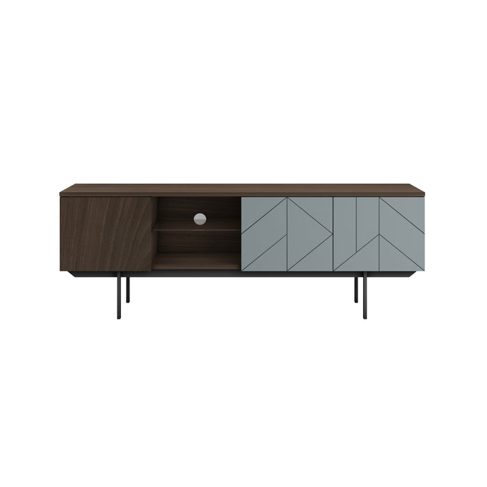 Mia Pre-Assembled Tv Unit In Walnut And Blue