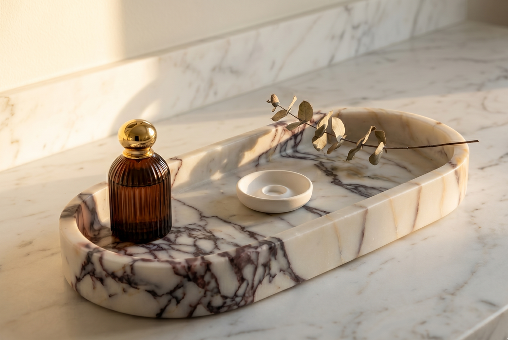 Pietra Oval Marble Tray - Calacatta Viola