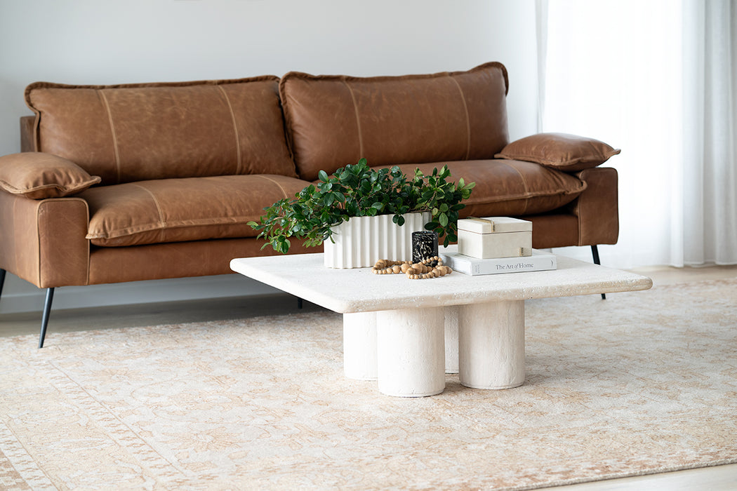 Geo Travertine Square Coffee Table - 100cm