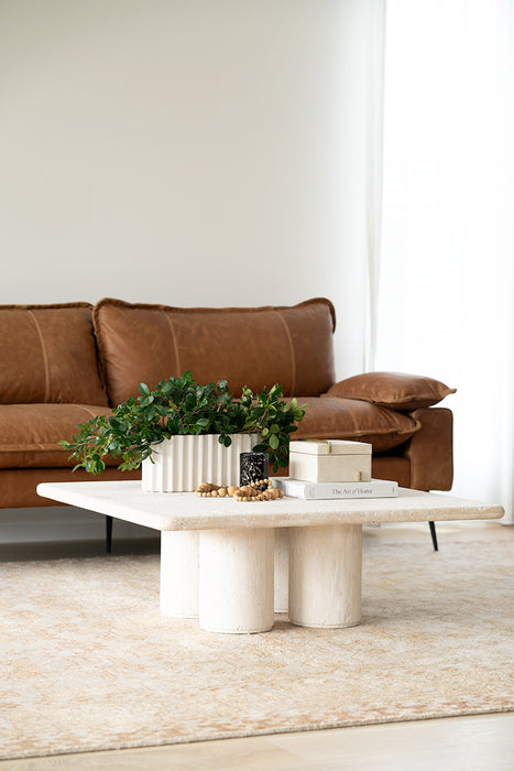 Geo Travertine Square Coffee Table - 100cm