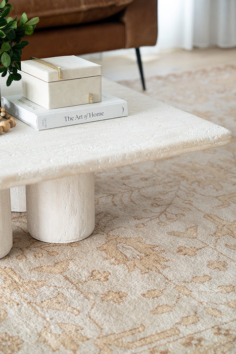 Geo Travertine Square Coffee Table - 100cm