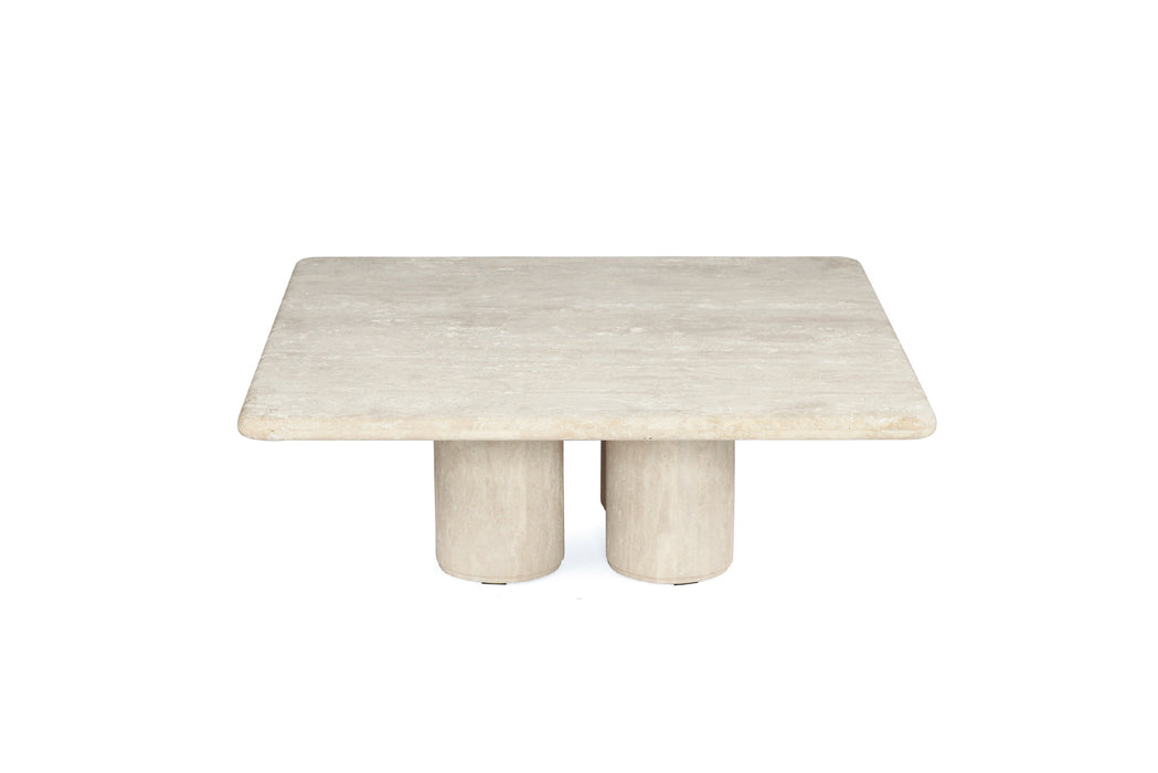 Geo Travertine Square Coffee Table - 100cm