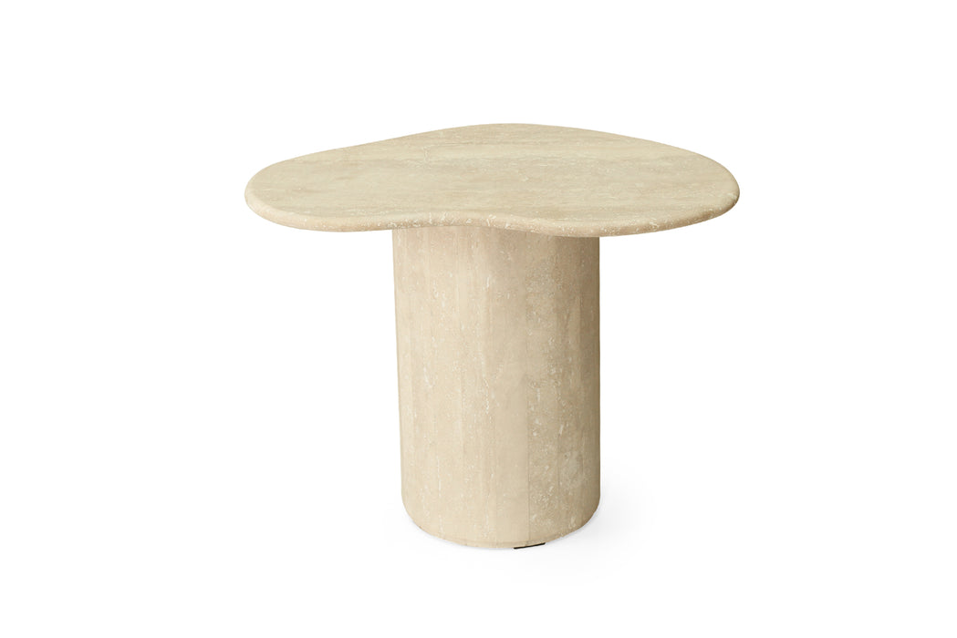 Geo Travertine Organic Side Table - 58cm