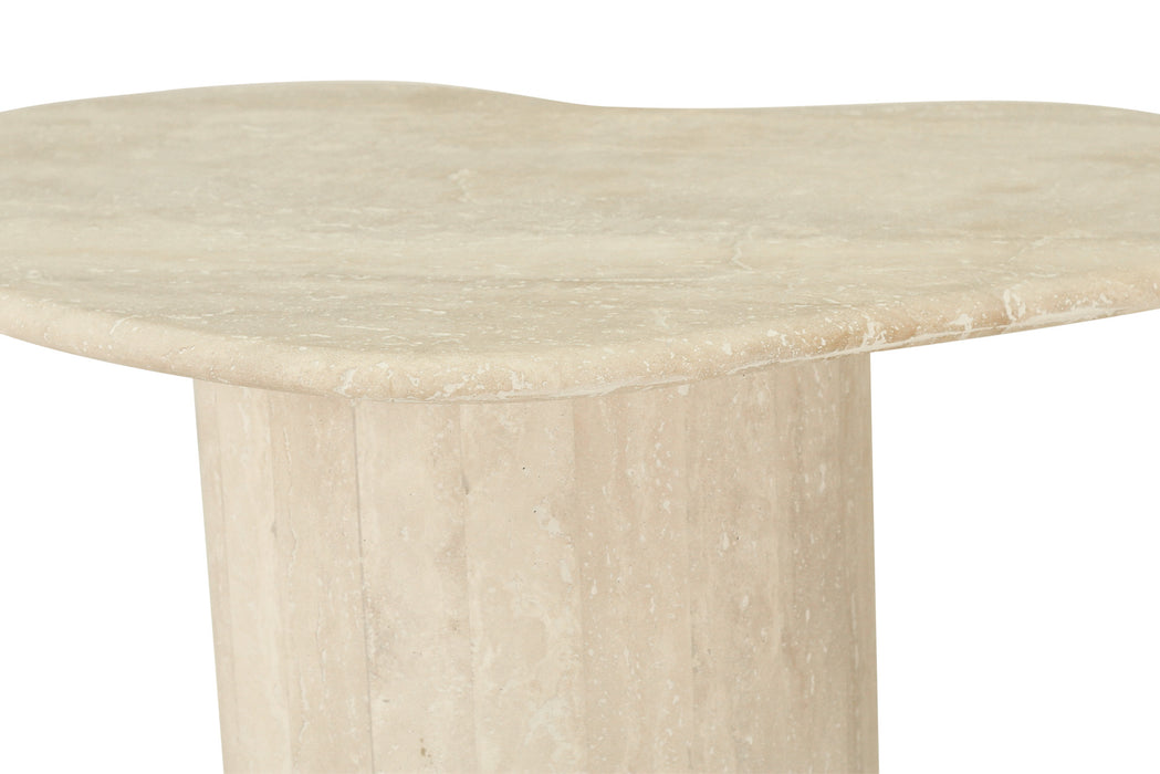 Geo Travertine Organic Side Table - 58cm