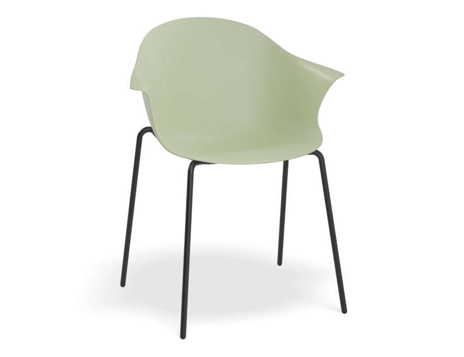 Pebble Armchair Mint Green with Shell Seat - 4 Post Base with White Legs