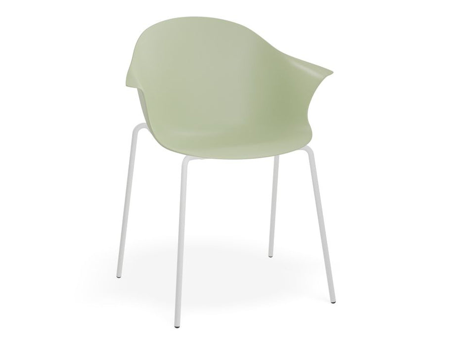 Pebble Armchair Mint Green with Shell Seat - Sled Base with White Legs