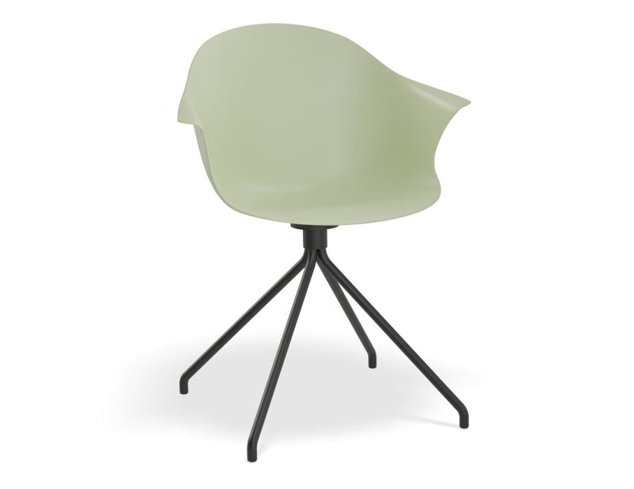 Pebble Armchair Mint Green with Shell Seat - Sled Base with Black Legs