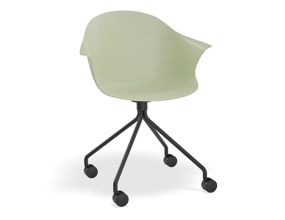 Pebble Armchair Mint Green with Shell Seat - Sled Base with Black Legs