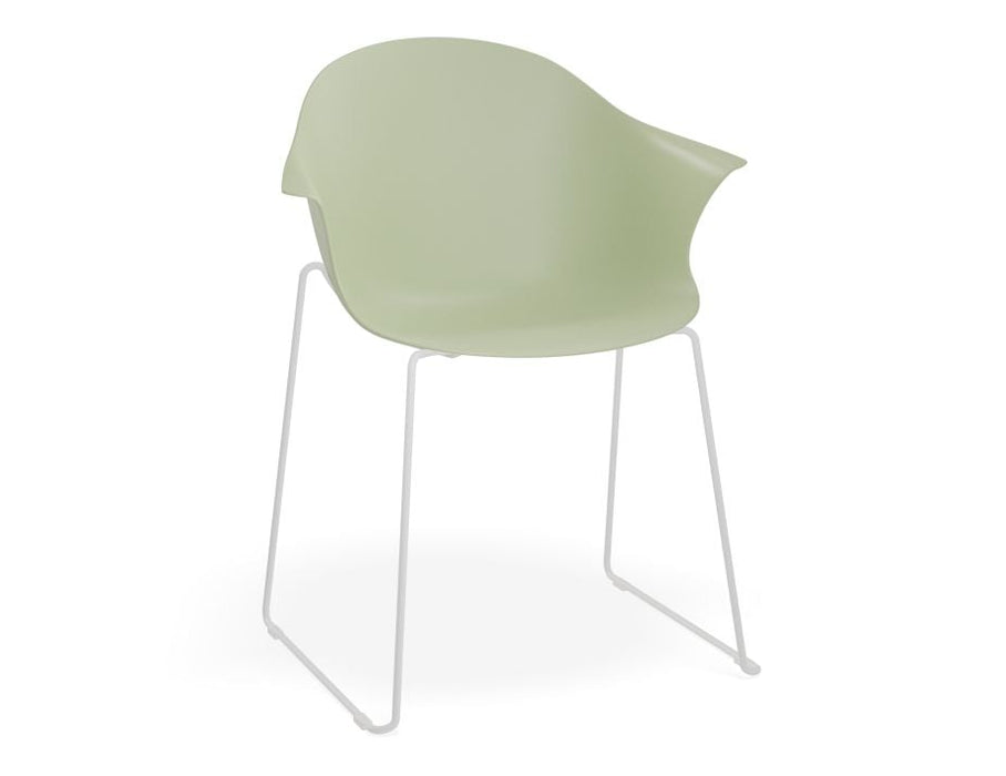 Pebble Armchair Mint Green with Shell Seat - 4 Post Base with Black Legs