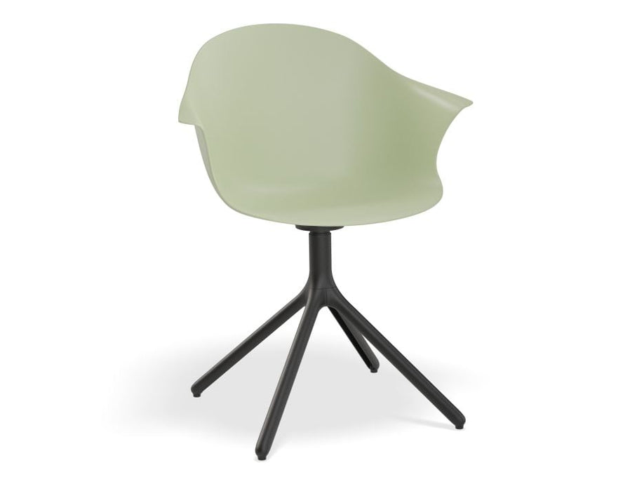 Pebble Armchair Mint Green with Shell Seat - 4 Post Base with Black Legs