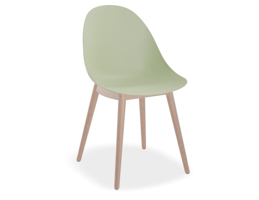 Pebble Chair Mint Green with Shell Seat - 4 Post Stackable Base - White