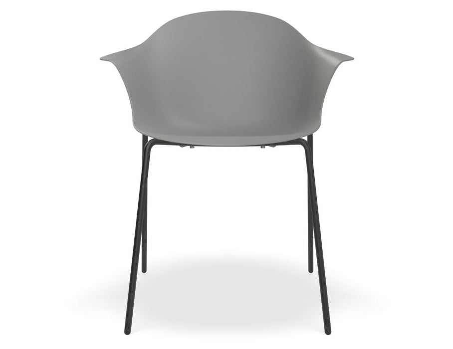 Pebble Armchair Grey with Shell Seat - 4 Post Base with White Legs