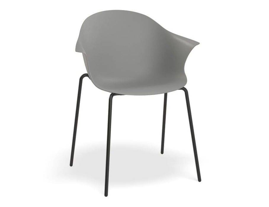 Pebble Armchair Grey with Shell Seat - Pyramid Fixed Base with Castors