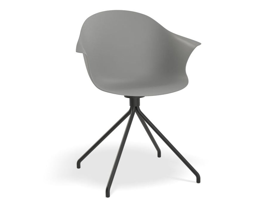 Pebble Armchair Grey with Shell Seat - 4 Post Base with Black Legs