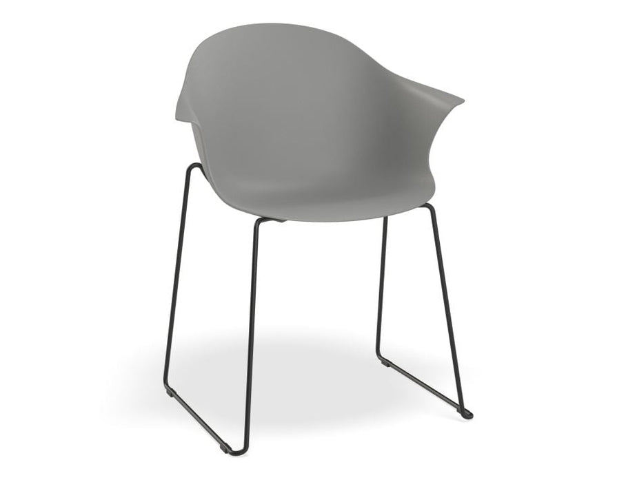 Pebble Armchair Grey with Shell Seat - Swivel Base with Castors