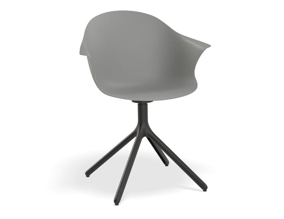 Pebble Armchair Grey with Shell Seat - Pyramid Fixed Base with Castors