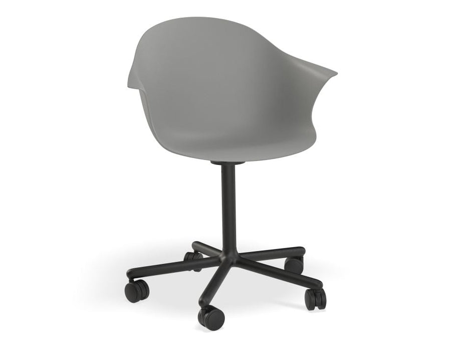 Pebble Armchair Grey with Shell Seat - Natural Beechwood Base