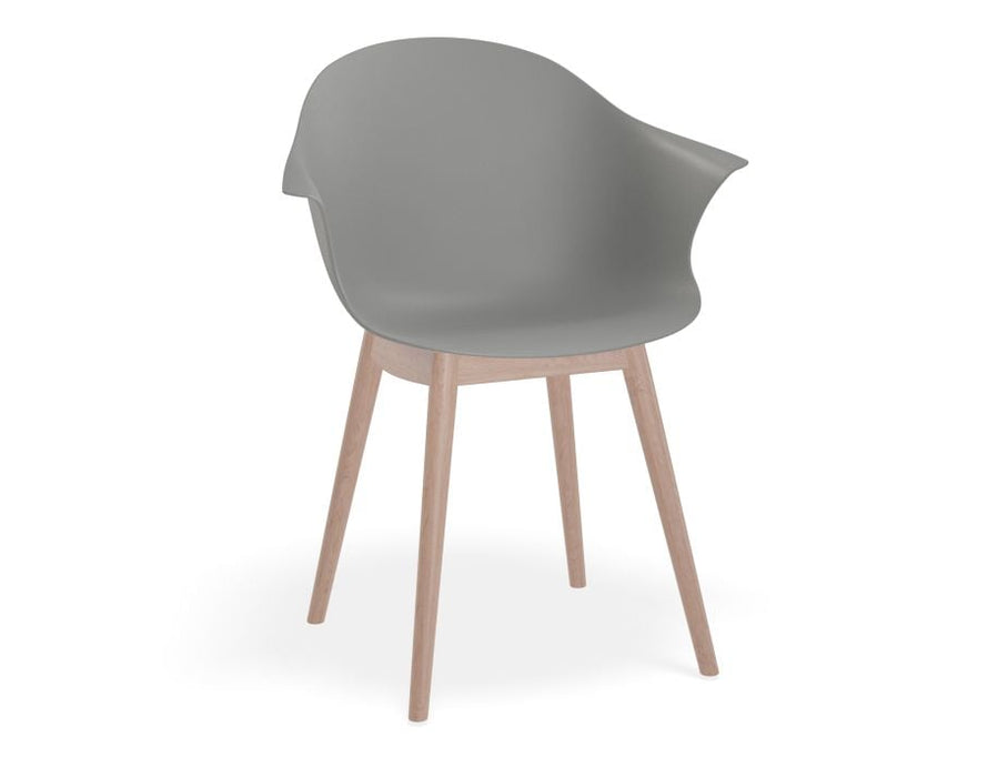 Pebble Armchair Grey with Shell Seat - Sled Base with White Legs