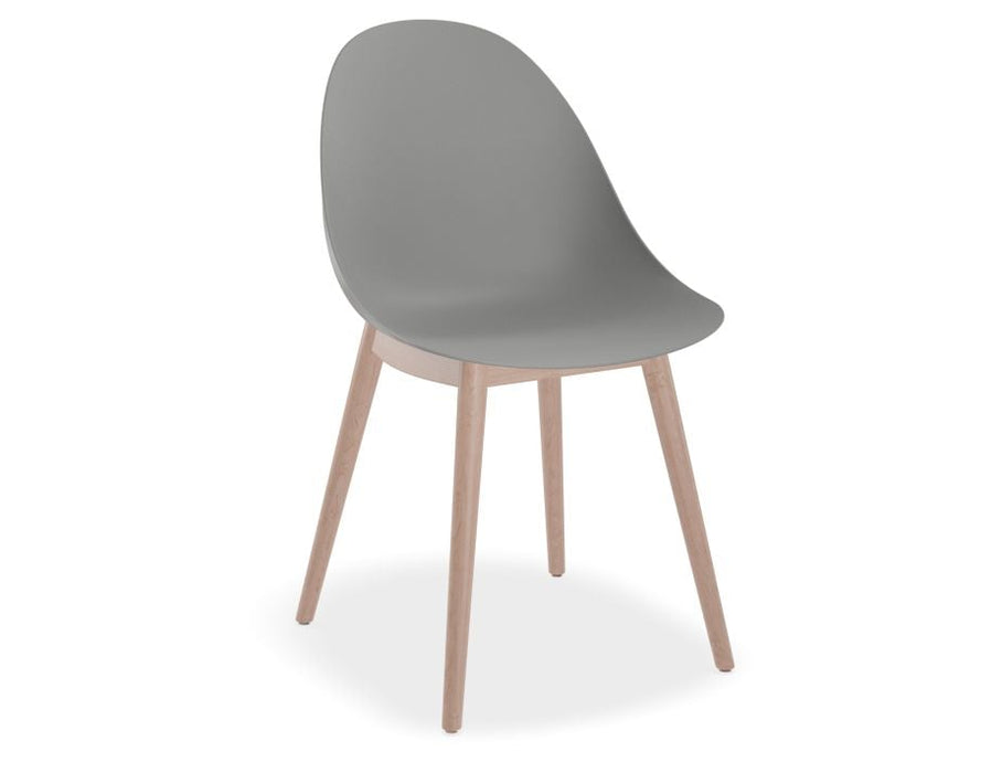 Pebble Chair Grey with Shell Seat - Pyramid Fixed Base - Black