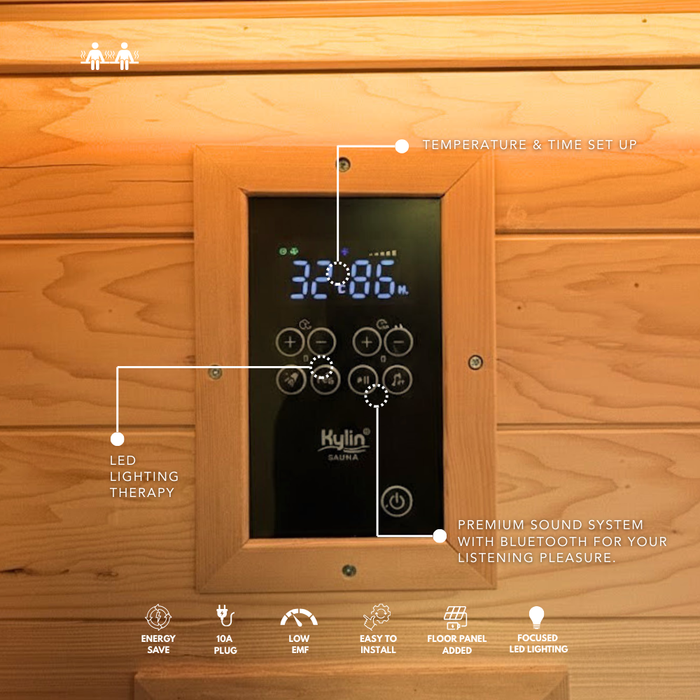 Kylin Low EMF Carbon Infrared Sauna Room 2 Person H6203 (Floor Heater included)