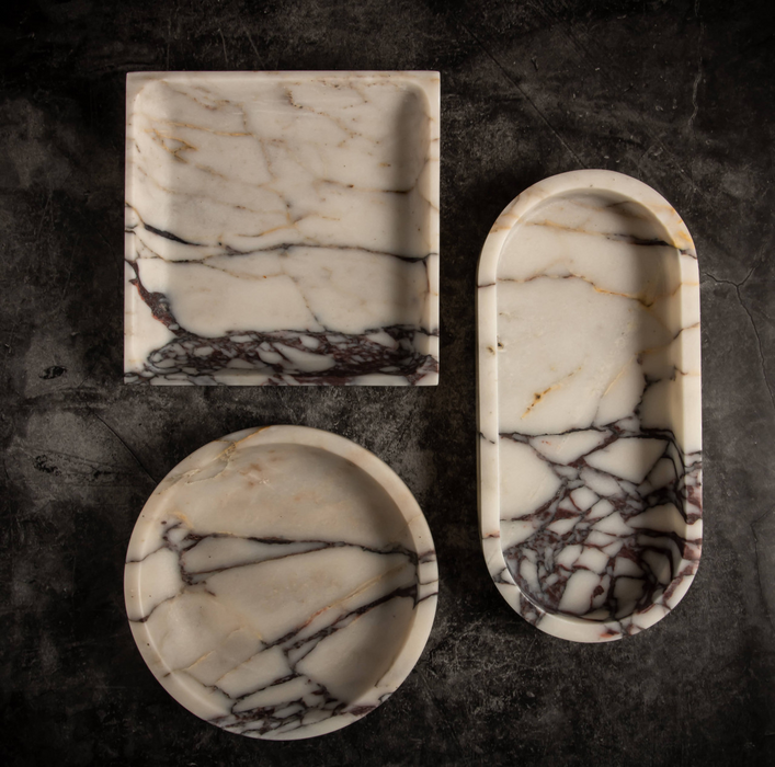 Pietra Round Marble Tray - Calacatta Viola