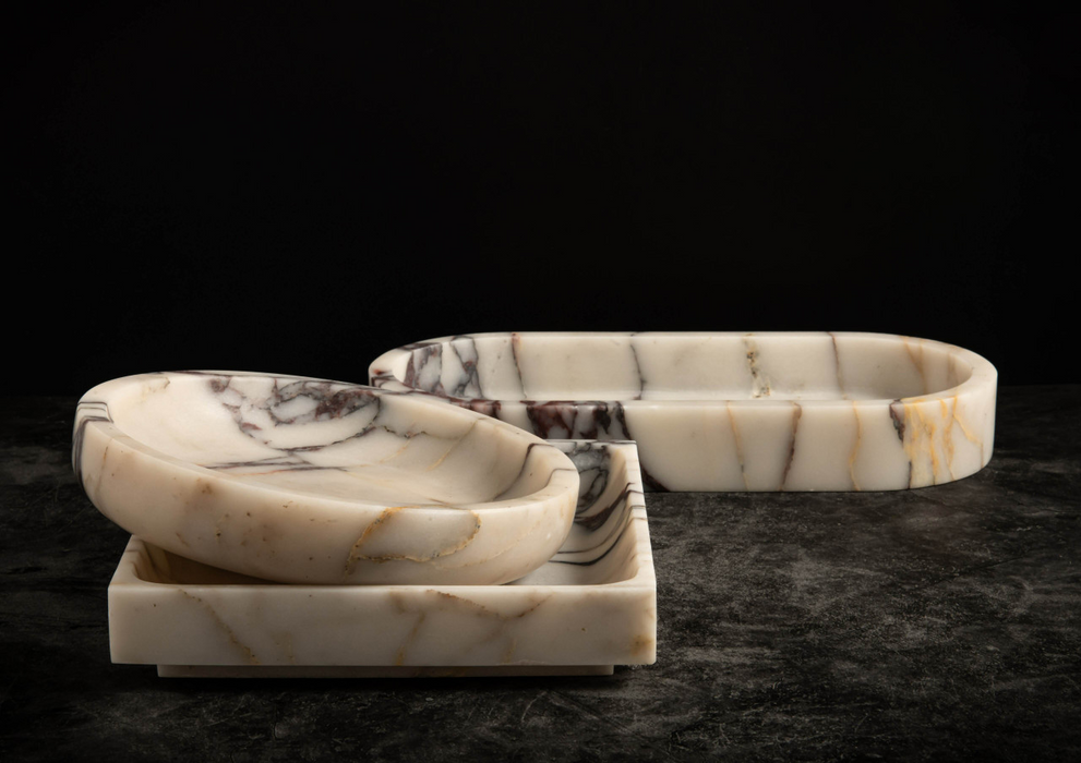 Pietra Round Marble Tray - Calacatta Viola