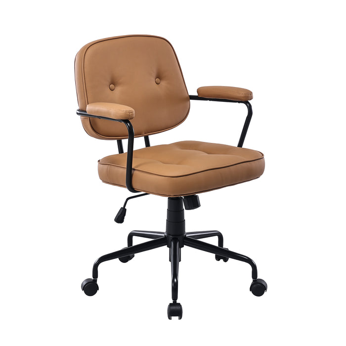 Louise Black Frame Faux Leather Home Office Chair In Brown