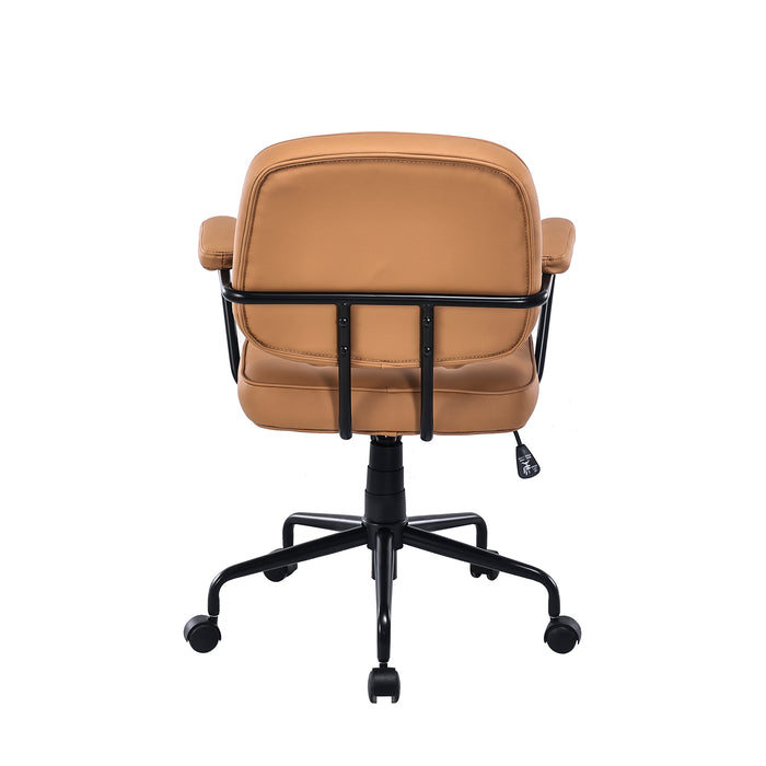 Louise Black Frame Faux Leather Home Office Chair In Brown