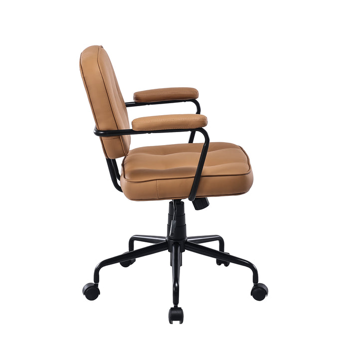 Louise Black Frame Faux Leather Home Office Chair In Brown