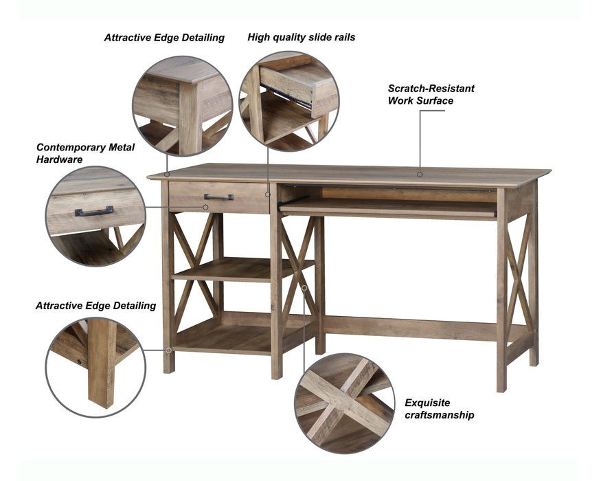 Nacy 1.4M Writing Desk In Rustic Oak