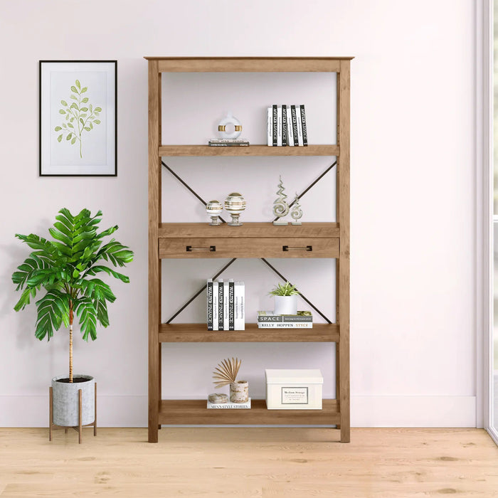 Joanna Open Shelf Bookcase With Drawer - Rustic Oak