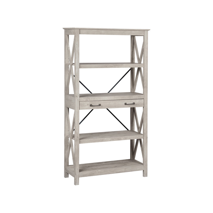 Joanna Open Shelf Bookcase With Drawer - Washed Grey