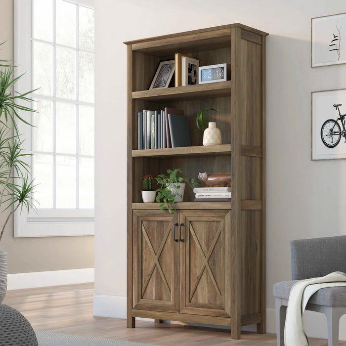 Nacy 2 Door Bookcase In Rustic Oak