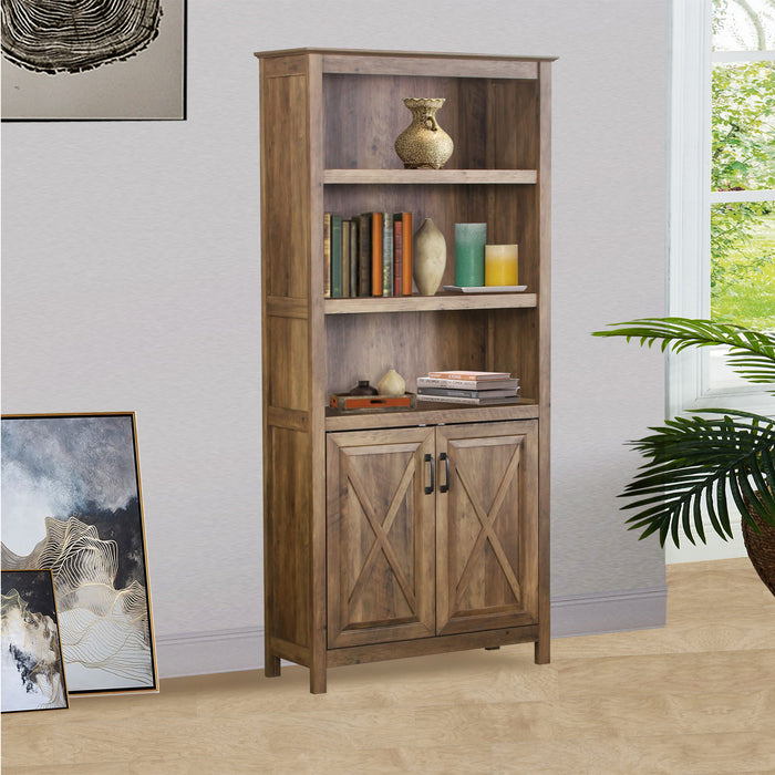 Nacy 2 Door Bookcase In Rustic Oak