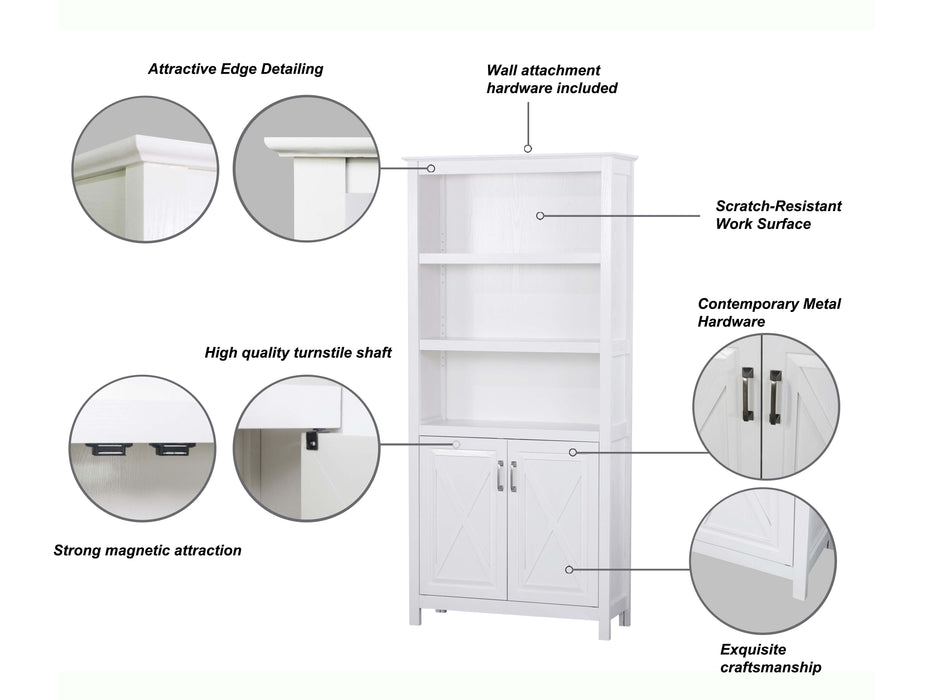 Nacy 2 Door Bookcase In White