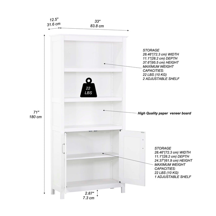 Nacy 2 Door Bookcase In White