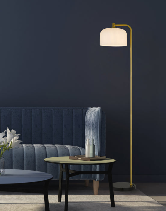 Hoff Floor Lamp - Antique Gold, Black Marble, Opal Matt