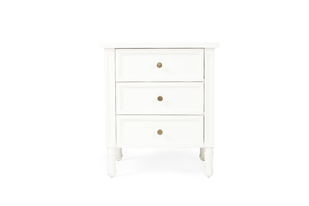 Harrison Bedside Table 3 Drawer - White