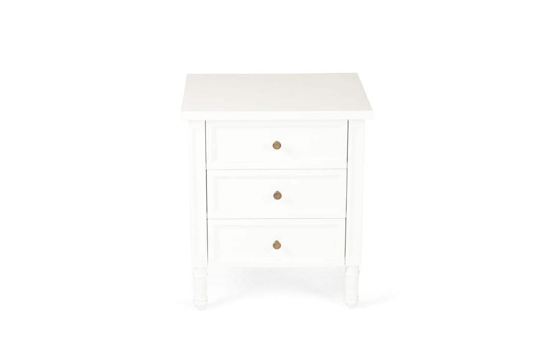 Harrison Bedside Table 3 Drawer - White