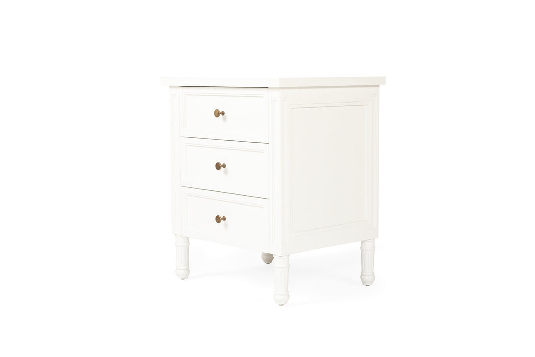 Harrison Bedside Table 3 Drawer - White